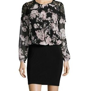 Bisou bisou floral and lace patterned dress